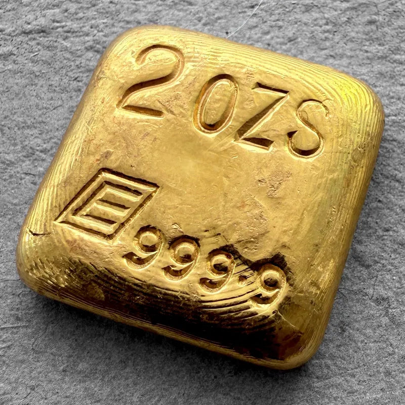 Vintage Engelhard 2 oz Gold Poured Square Bar 2oz - Nice pour lines!