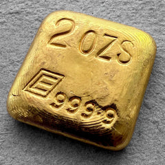 Vintage Engelhard 2 oz Gold Poured Square Bar 2oz - Nice pour lines!