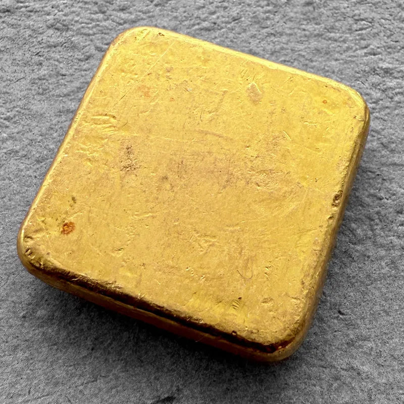 Vintage Engelhard 2 oz Gold Poured Square Bar 2oz - Nice pour lines!