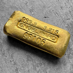 Vintage Engelhard 3.215 oz Gold Poured Bar 100 gram - Stunning Pour Lines