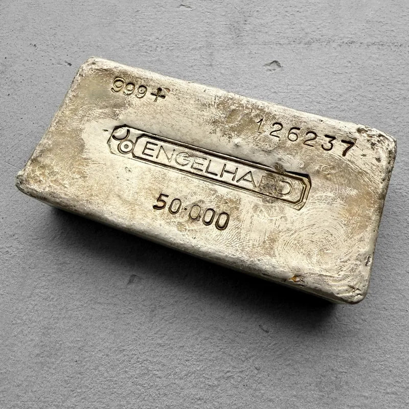 Vintage Engelhard 50 oz .999 Silver Bar - Nice toning!