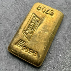 Vintage Engelhard London 5 oz Gold Poured Bar .9999 5oz