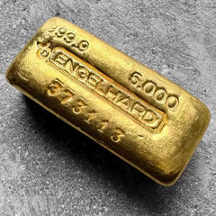 Vintage Engelhard 5 oz Gold Poured Bar .9999 5oz