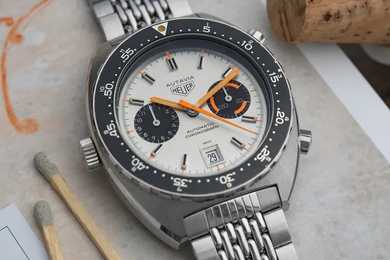 Vintage Heuer Autavia 11630  Calibre 12 - Unpolished - Orange Boy
