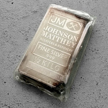 Load image into Gallery viewer, Vintage Johnson Matthey 1/2 Kilo .999 Silver Bar 500 gram - Sealed
