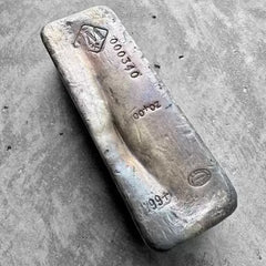 Vintage Johnson Matthey 100 oz .999 Silver Poured Bar Low Serial 000340 ERROR