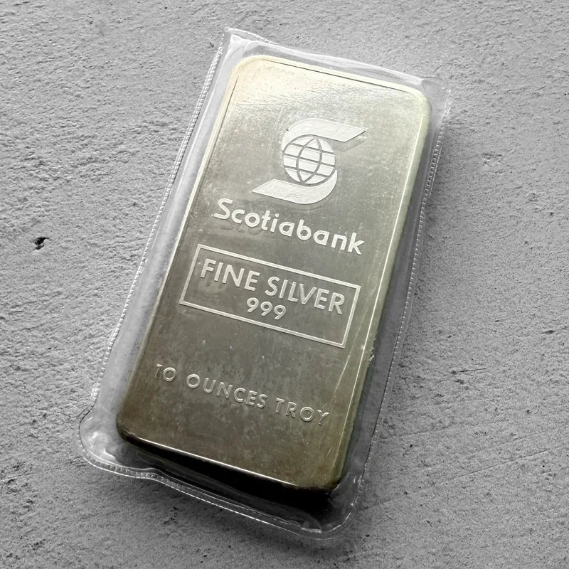 Vintage Johnson Matthey 10 oz .999 Silver bar Scotiabank Scotia