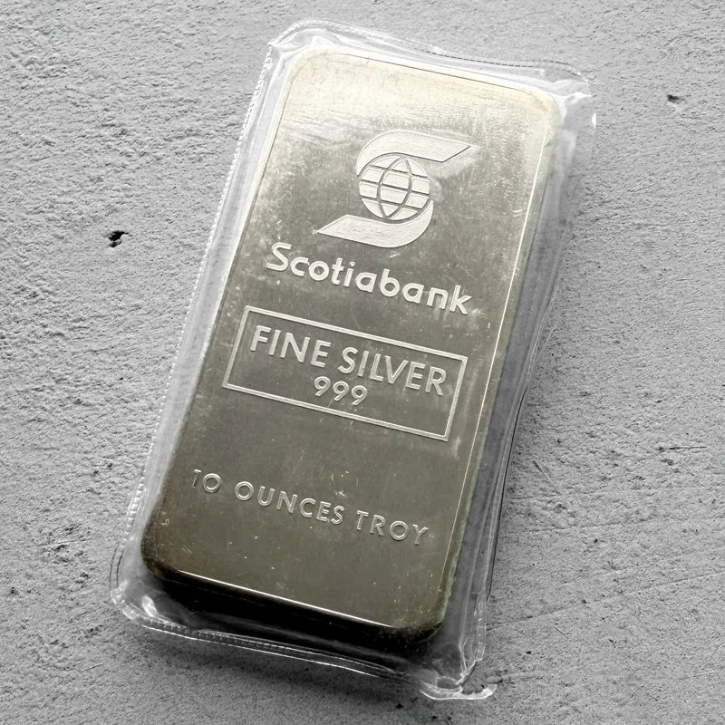 Vintage Johnson Matthey 10 oz .999 Silver bar Scotiabank Scotia