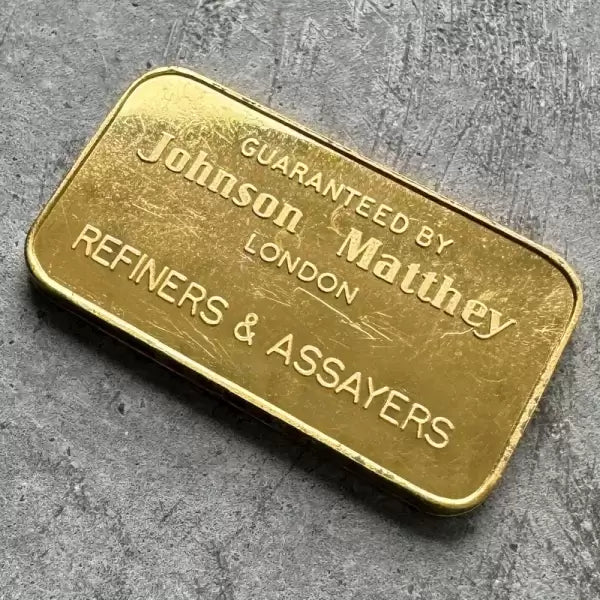 Vintage Johnson Matthey London 1 oz Gold Bar .9999 1oz - Hammer and Sickle