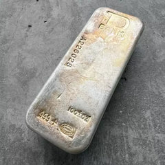Vintage Johnson Matthey 100 oz .999 Silver Poured Bar TD Bank - Stunning toning