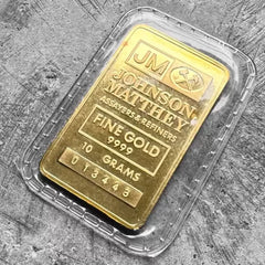 Vintage Johnson Matthey 10 gram Gold Bar .9999 Sealed in Plastic