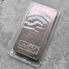 Load image into Gallery viewer, Vintage Johnson Matthey 10 oz .999 Silver bar Scotiabank Scotia - Purple Patina
