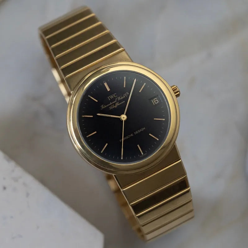 Vintage Mens IWC 18K Yellow Gold 9707 - Integrated Bracelet - Porsche Design
