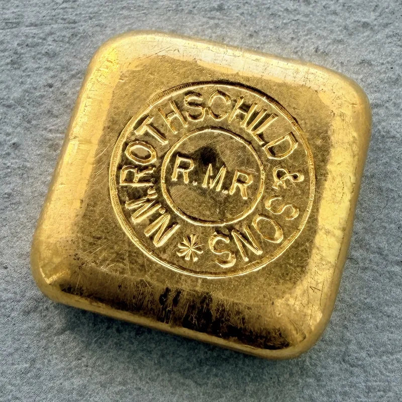Vintage Rothschild 2 oz Gold Poured Square Bar 2oz - Rothschild Family History