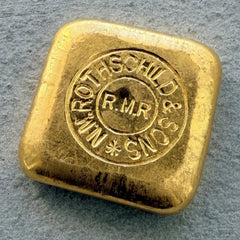 Vintage Rothschild 2 oz Gold Poured Square Bar 2oz - Rothschild Family History