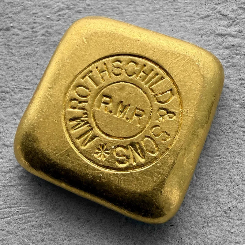 Vintage Rothschild 2 oz Gold Poured Square Bar 2oz - Rothschild Family History