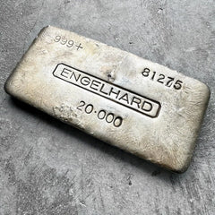 Vintage 20 oz .999 Silver Engelhard Poured bar - 5 Digit Serial