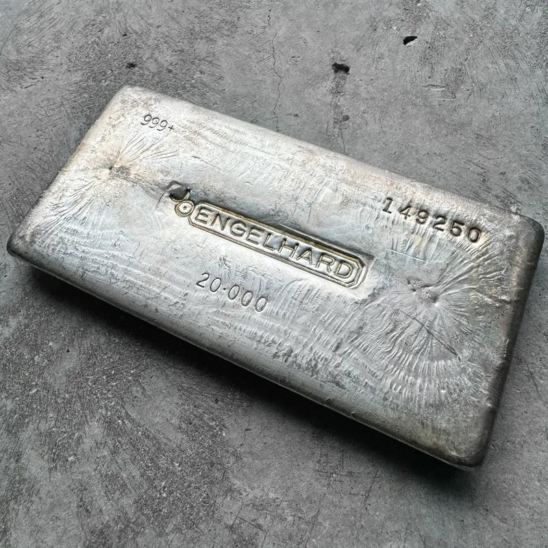 Vintage 20 oz .999 Silver Engelhard Poured bar - Stunning  Pour Lines
