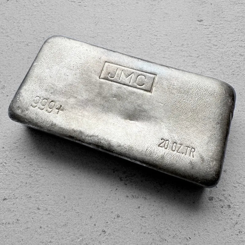 Vintage 20 oz .999 Silver JMC Johnson Matthey Company Poured bar
