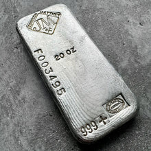 Load image into Gallery viewer, Vintage 20 oz .999 Silver Johnson Matthey Poured bar - F Serial -Nice Pour Lines
