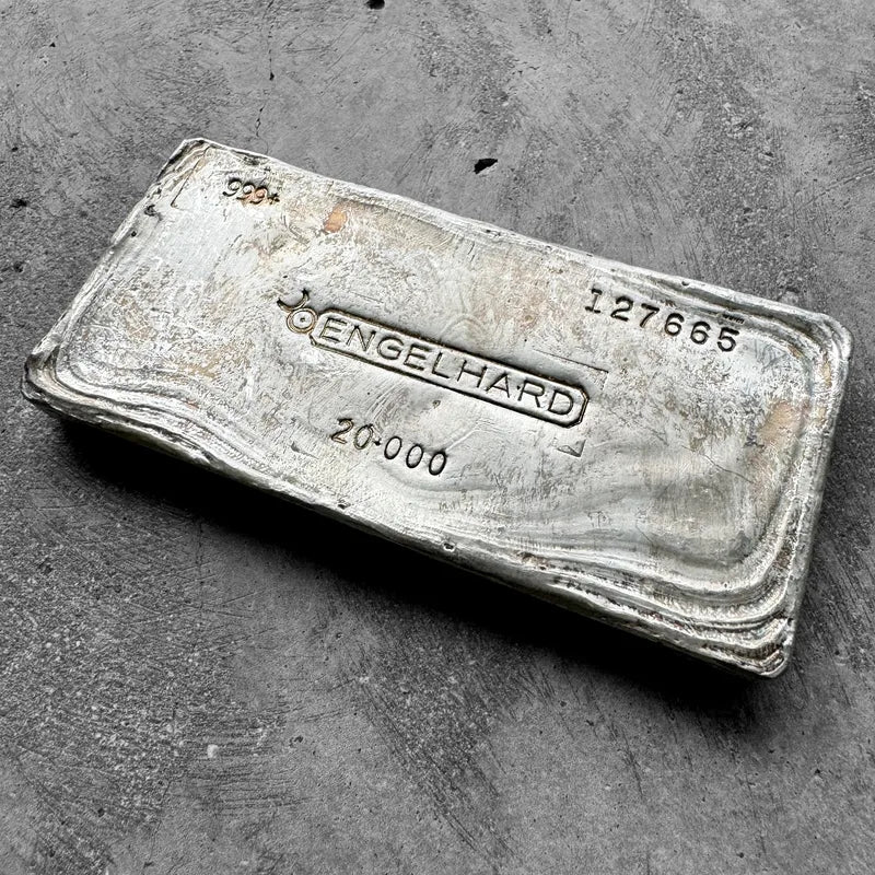 Vintage 20 oz .999 Silver Engelhard Poured bar - Stunning  Pour Lines