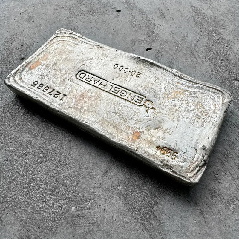 Vintage 20 oz .999 Silver Engelhard Poured bar - Stunning  Pour Lines