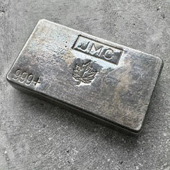 Vintage Johnson Matthey Company JMC 10oz poured bar maple leaf - Missing ‘10oz’ stamp error