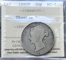 Load image into Gallery viewer, Canada Key Date 1890-H 50 Cents ICCS AG-3
