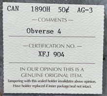 Load image into Gallery viewer, Canada Key Date 1890-H 50 Cents ICCS AG-3

