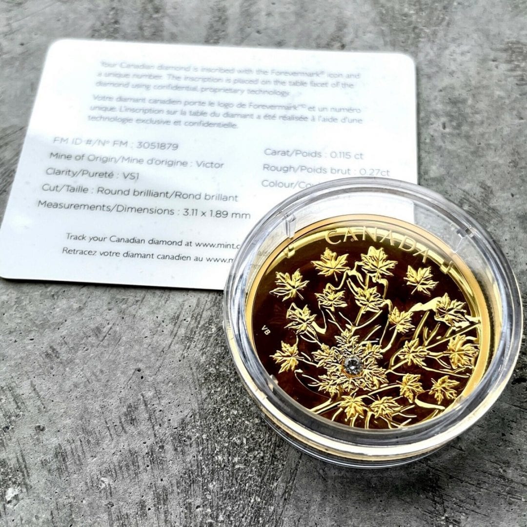 2018 Canada $250 .9999 Gold Coin - The Magnificent Maple with Diamond