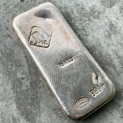 Johnson Matthey 1/2 Kilo .999 Silver Poured Bar 500 Gram - Pretty Pour Lines