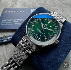 Breitling Navitimer 41mm Automatic A17346 – Box and Papers – Electric Green dial