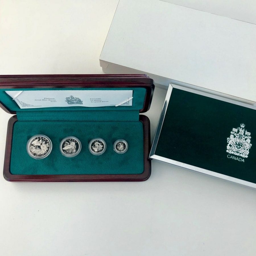 2002 Platinum Canada 1.85oz Proof Coin Set - Low Mintage - Great Blue Heron