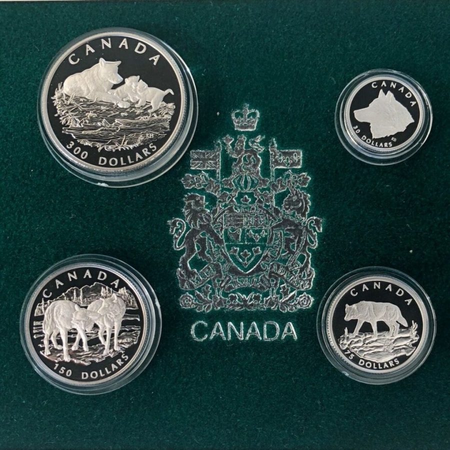 1998 Platinum Canada 1.85oz Proof Coin Set - Low 527 Mintage - Endangered Grey Wolf