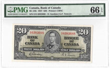 Load image into Gallery viewer, 1937 Bank of Canada $20 Banknotes BC-25b - PMG Gem UNC-66 EPQ
