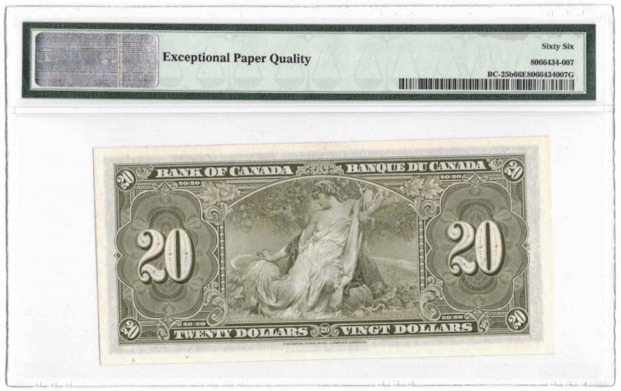 1937 Bank of Canada $20 Banknotes BC-25b - PMG Gem UNC-66 EPQ