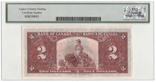 Load image into Gallery viewer, 1937 Bank of Canada $2 Specimen Banknote BC-22c - LCG Gem UNC-66 PPQ
