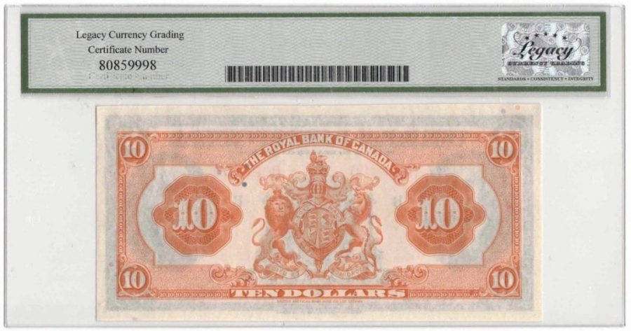1935 Royal Bank of Canada $10 Specimen Banknote - LCG Gem UNC-67 PPQ