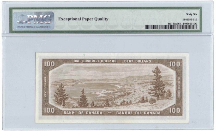 1954 Bank of Canada $100 Devil Face Banknote - PMG Gem UNC-66 EPQ