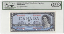 Load image into Gallery viewer, 1954 Bank of Canada $5 Devil Face Specimen Banknote - LCG Gem UNC-67 PPQ
