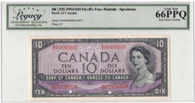 Load image into Gallery viewer, 1954 Bank of Canada $10 Devil Face Specimen Banknote BC-32s - LCG Gem UNC-66 PPQ
