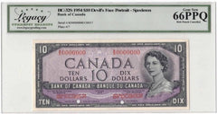 1954 Bank of Canada $10 Devil Face Specimen Banknote BC-32s - LCG Gem UNC-66 PPQ