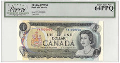 1973 Bank of Canada $1 Banknote 1 Million Serial BC-46a - LCG Choice UNC-64 PPQ