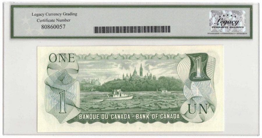 1973 Bank of Canada $1 Banknote 1 Million Serial BC-46a - LCG Choice UNC-64 PPQ