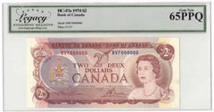1974 Bank of Canada $2 Banknote 7 Million Serial BC-47a - LCG Gem UNC-65 PPQ
