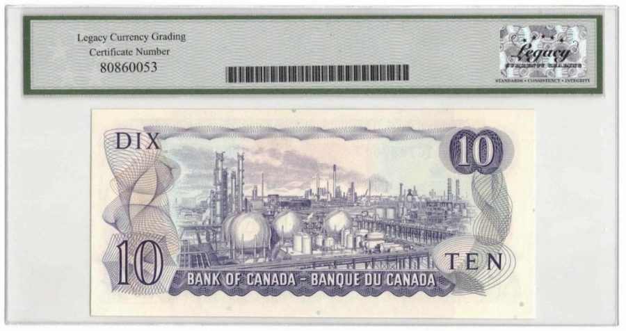 1971 Bank of Canada $10 Banknote 7 Million Serial BC-49c - LCG Choice UNC-64 PPQ