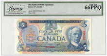 Load image into Gallery viewer, 1979 Bank of Canada $5 Banknote BC-53aS - LCG Gem UNC-66 PPQ
