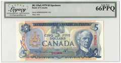 1979 Bank of Canada $5 Banknote BC-53aS - LCG Gem UNC-66 PPQ
