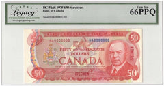 1975 Bank of Canada $50 Banknote BC-51aS - LCG Gem UNC-66 PPQ