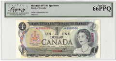1973 Bank of Canada $1 Banknote BC-46aC - LCG Gem UNC-66 PPQ